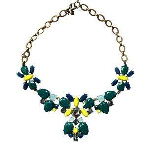 JCrew Elegant Floral Necklace with Blue and Yellow Accents